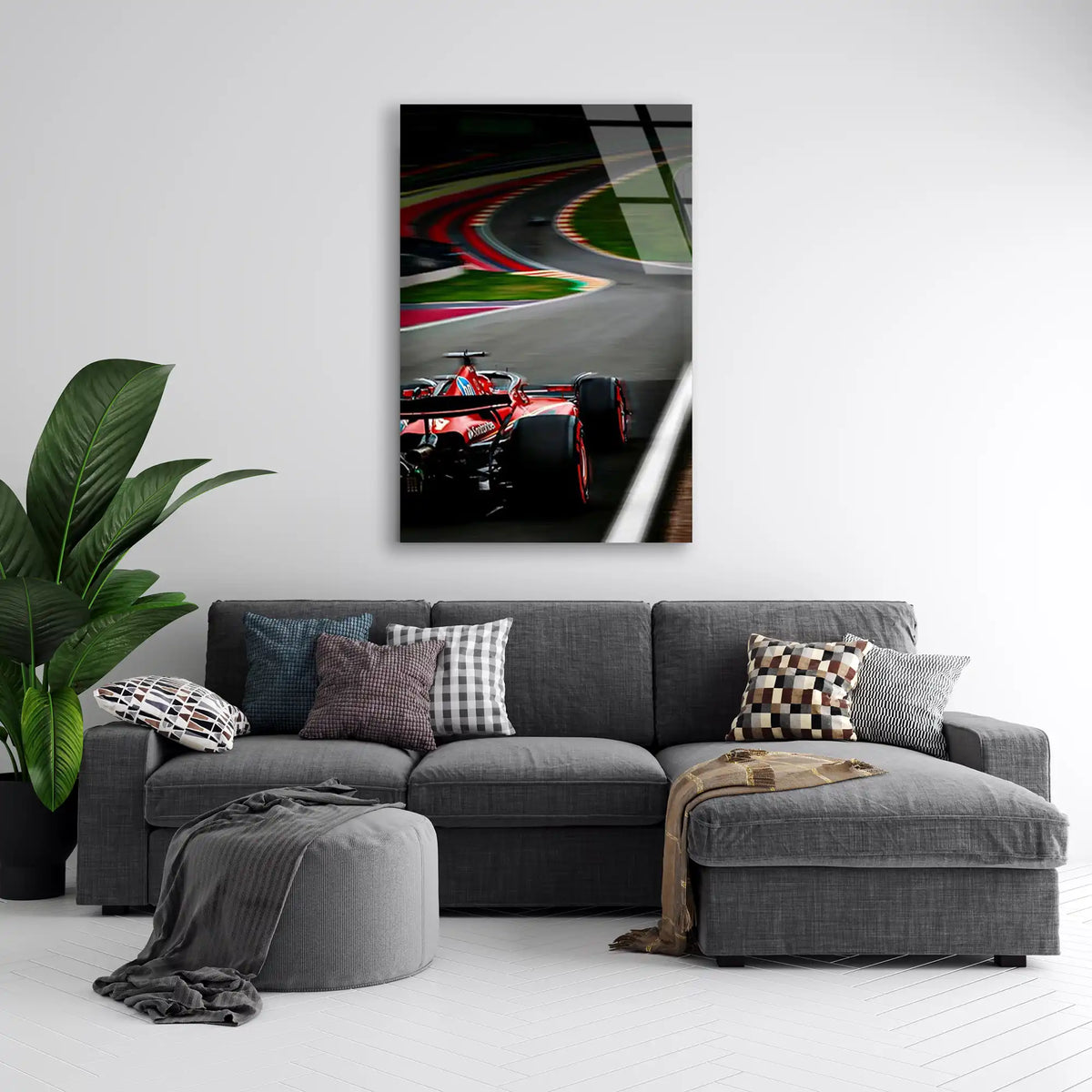 Ferrari Renkli Viraj F1 Cam Tablo – Formula 1 Duvar Dekoru - DEG0817