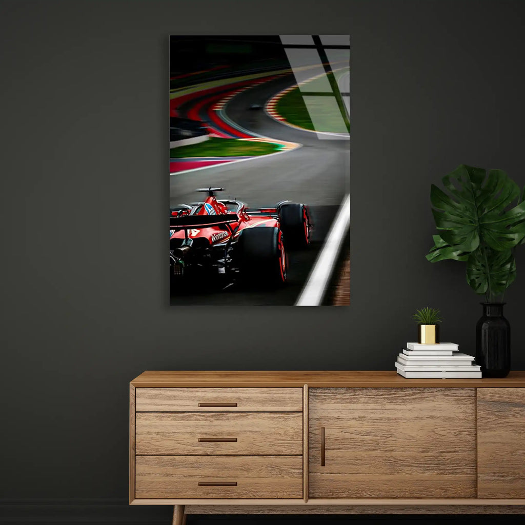 Ferrari Renkli Viraj F1 Cam Tablo – Formula 1 Duvar Dekoru - DEG0817