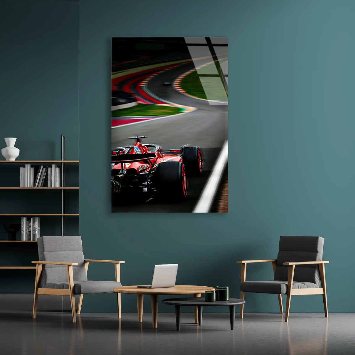 Ferrari Renkli Viraj F1 Cam Tablo – Formula 1 Duvar Dekoru - DEG0817