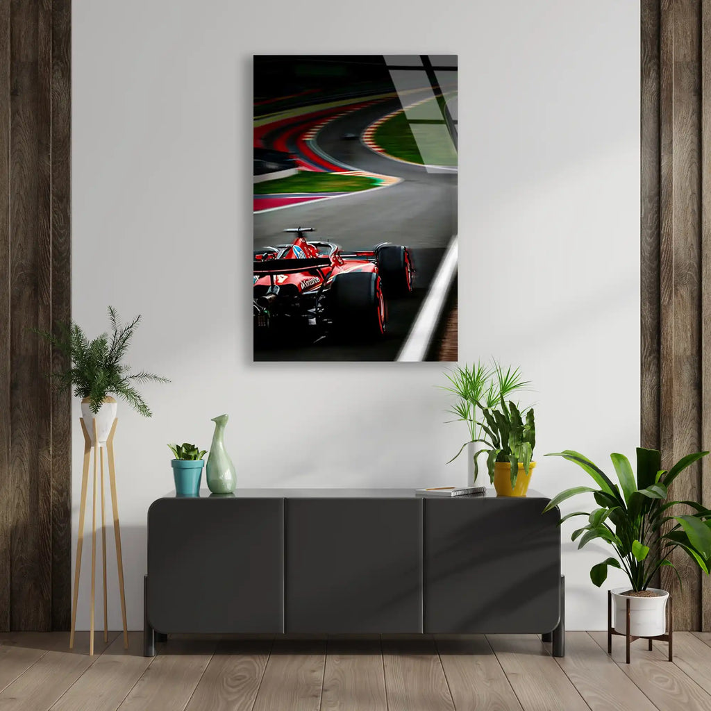 Ferrari Renkli Viraj F1 Cam Tablo – Formula 1 Duvar Dekoru - DEG0817