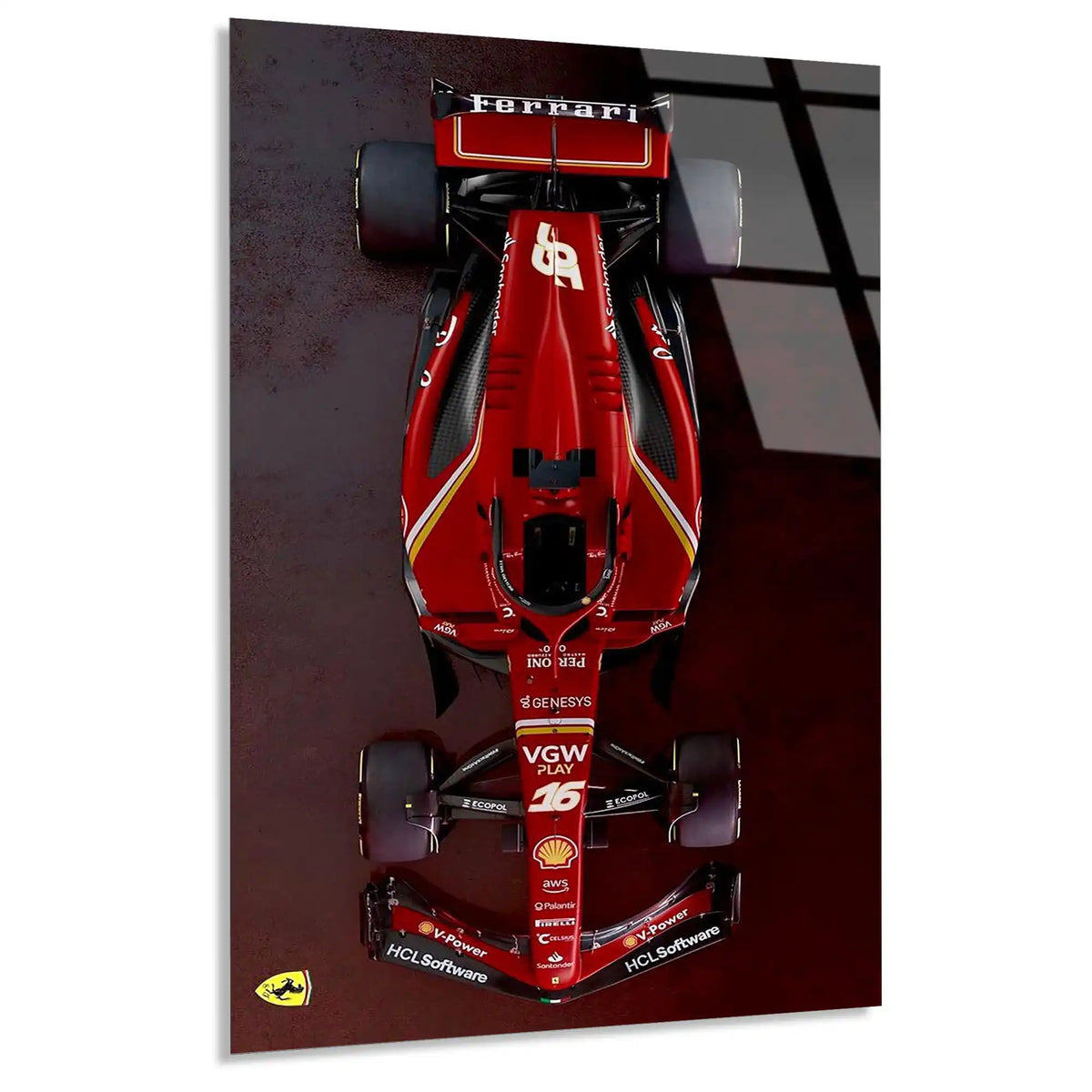 Ferrari SF-25 Üstten Görünüm F1 Cam Tablo – Formula 1 Duvar Dekoru - DEG0787