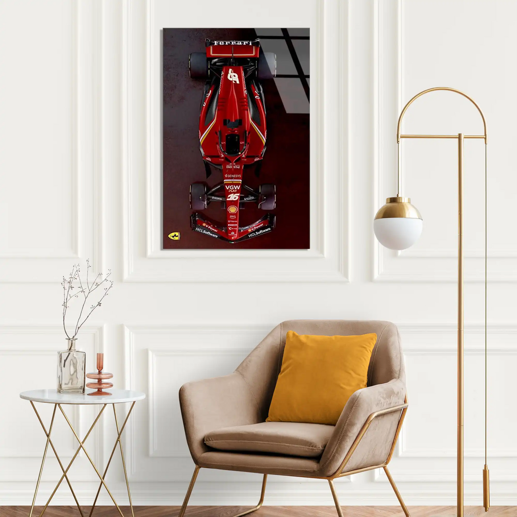 Ferrari SF-25 Üstten Görünüm F1 Cam Tablo – Formula 1 Duvar Dekoru - DEG0787