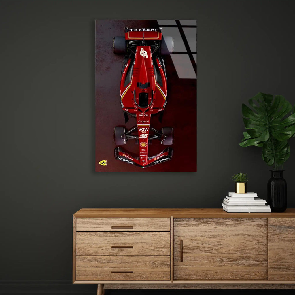 Ferrari SF-25 Üstten Görünüm F1 Cam Tablo – Formula 1 Duvar Dekoru - DEG0787