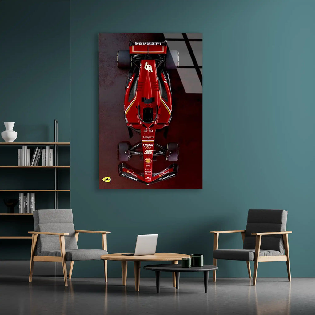 Ferrari SF-25 Üstten Görünüm F1 Cam Tablo – Formula 1 Duvar Dekoru - DEG0787