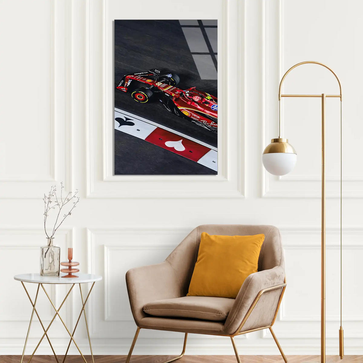 Ferrari Sokak Yarışı F1 Cam Tablo – Formula 1 Duvar Dekoru - DEG0801
