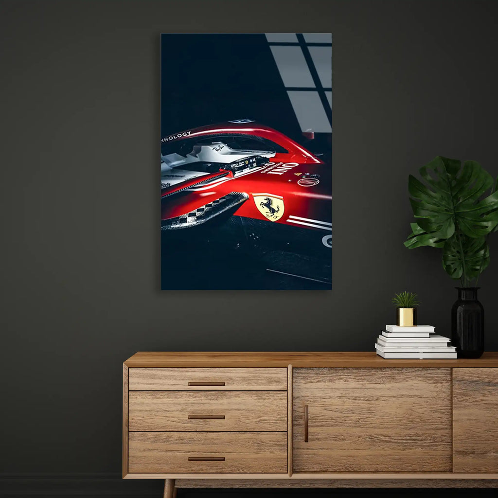 Ferrari Yakın Çekim F1 Cam Tablo – Formula 1 Duvar Dekoru - DEG0866
