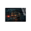 Fırtınada Yelkenli Gemi Cam Tablo