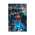 Galata Kulesi Gece Cam Tablo