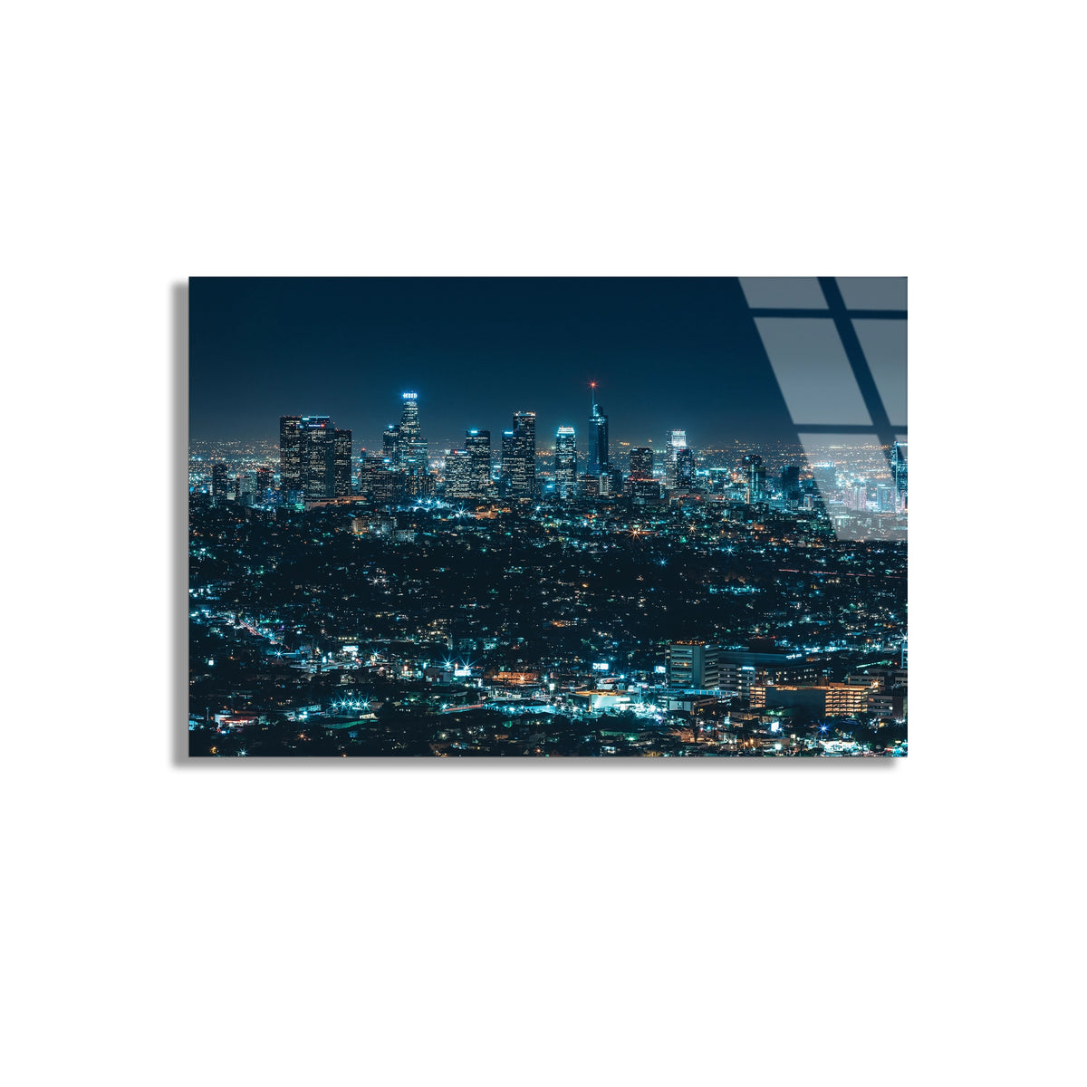 Gece Şehir Işıkları Cam Tablo