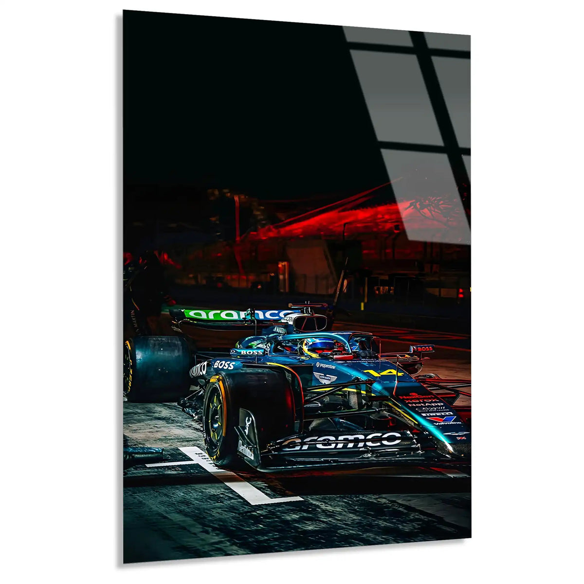 Gece Yarışı Aksiyonu F1 Cam Tablo – Formula 1 Duvar Dekoru - DEG0836