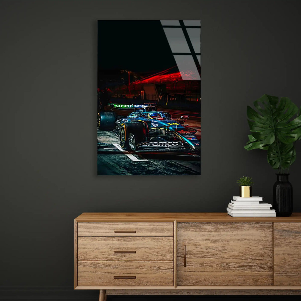 Gece Yarışı Aksiyonu F1 Cam Tablo – Formula 1 Duvar Dekoru - DEG0836