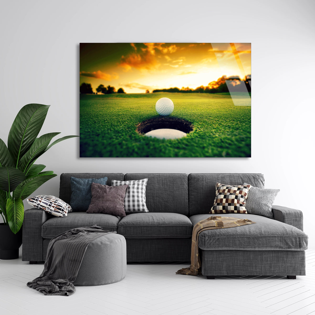 Golf Sahası Deliği Cam Tablo