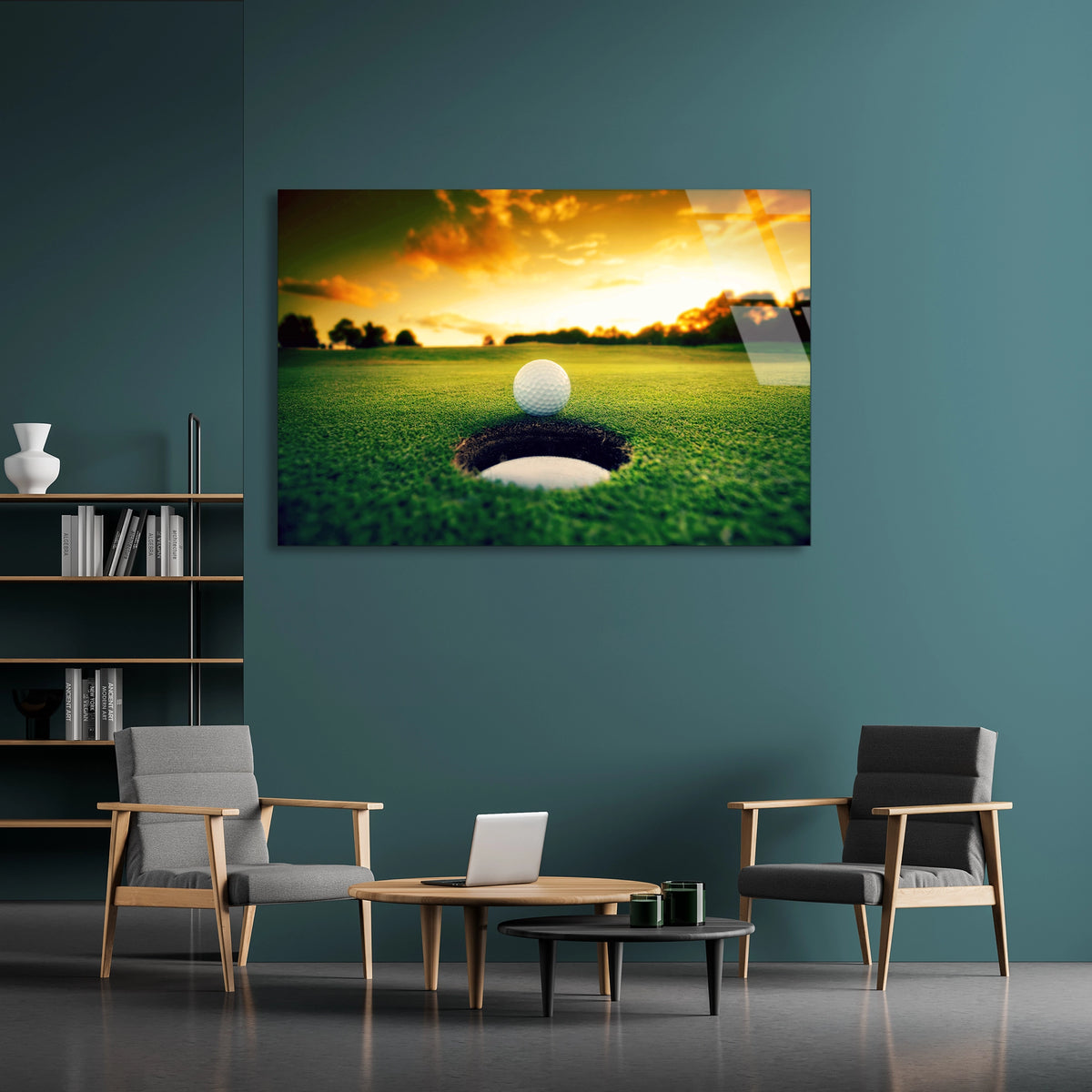Golf Sahası Deliği Cam Tablo