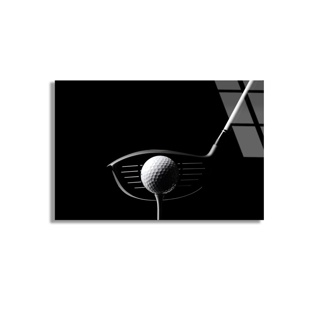 Golf Topu Ve Sopa Cam Tablo