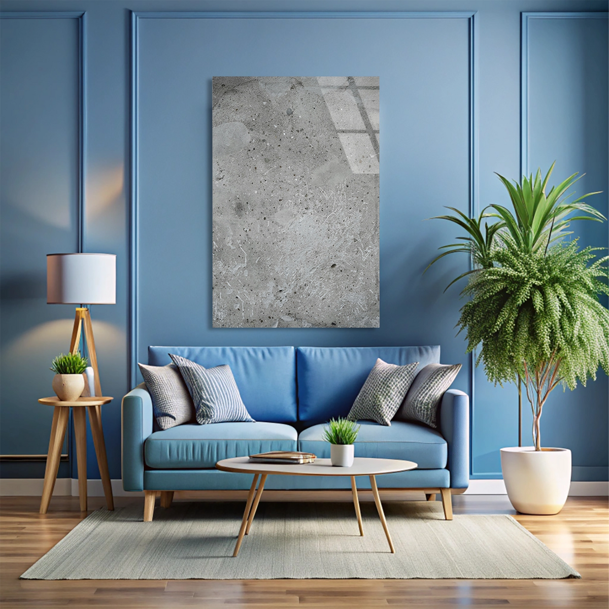 Gri Beton Mermer Cam Tablo