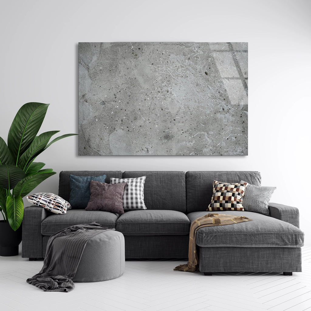 Gri Beton Mermer Cam Tablo