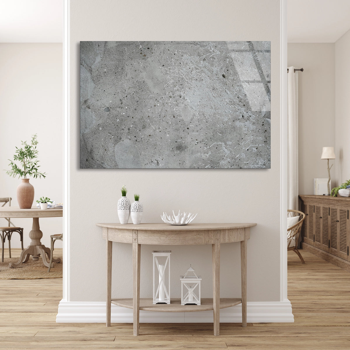 Gri Beton Mermer Cam Tablo