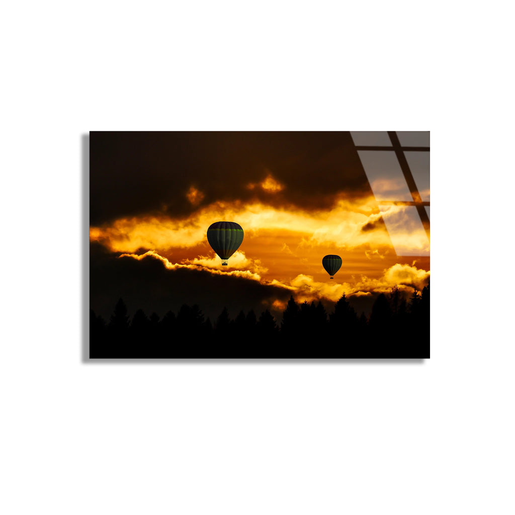 Gün Batımı Balonları Cam Tablo
