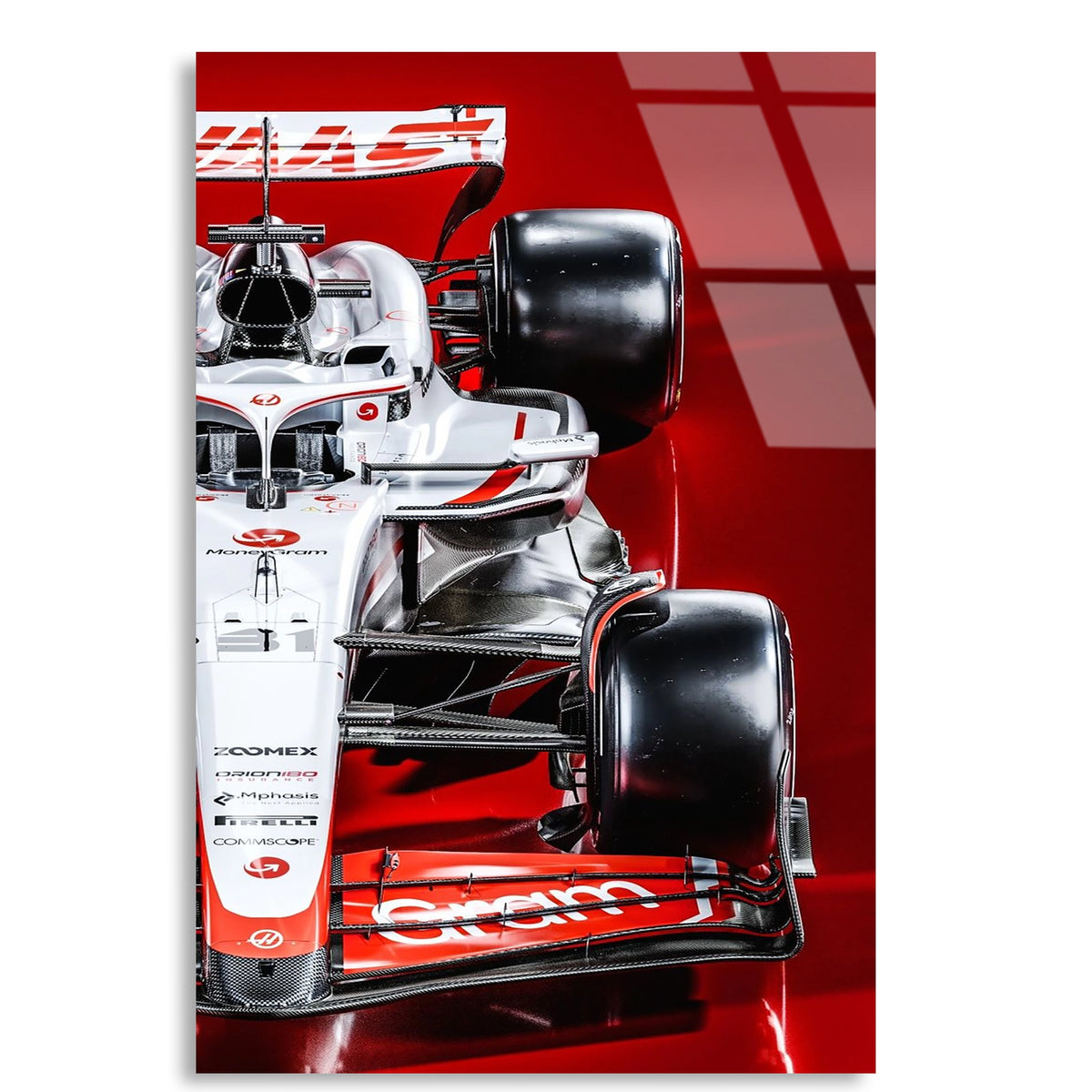 Haas F1 Aracı F1 Cam Tablo – Formula 1 Duvar Dekoru - DEG0841
