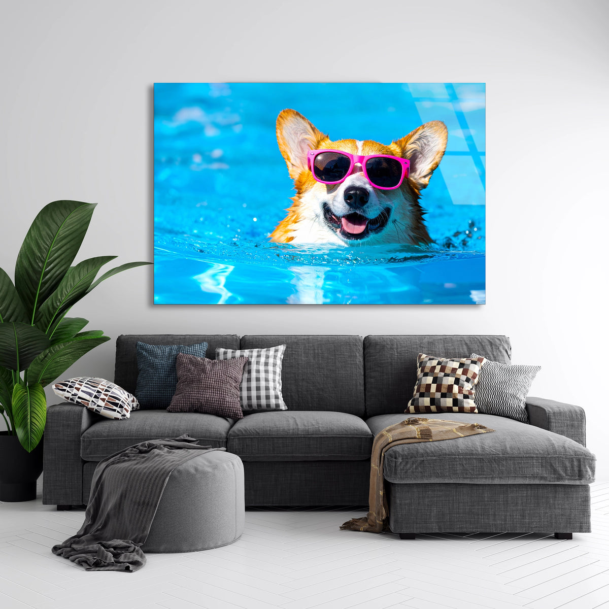 Havalı Köpek Cam Tablo