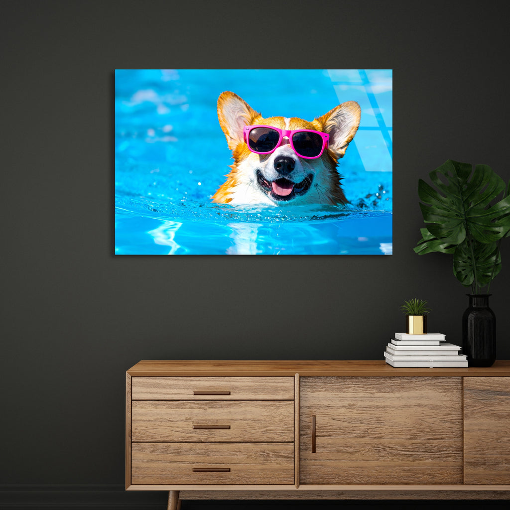 Havalı Köpek Cam Tablo