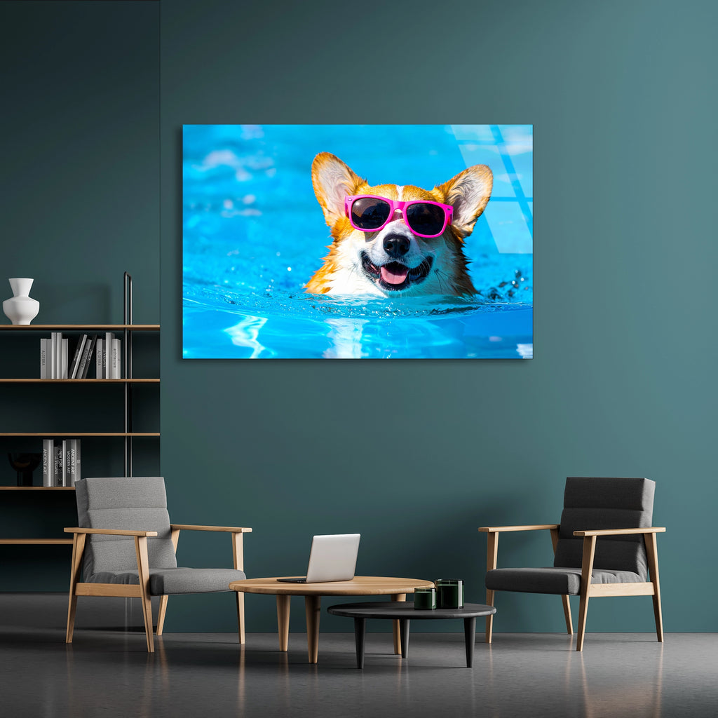 Havalı Köpek Cam Tablo