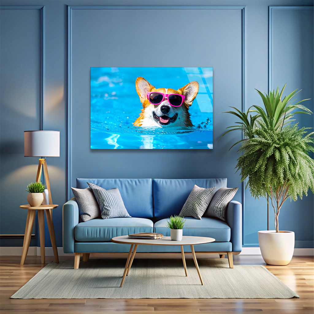 Havalı Köpek Cam Tablo