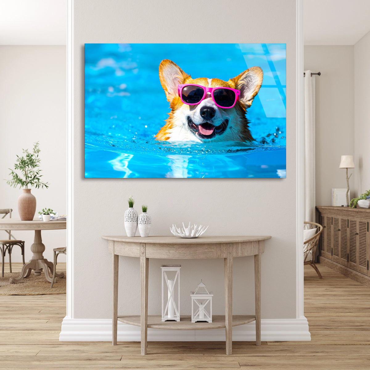 Havalı Köpek Cam Tablo