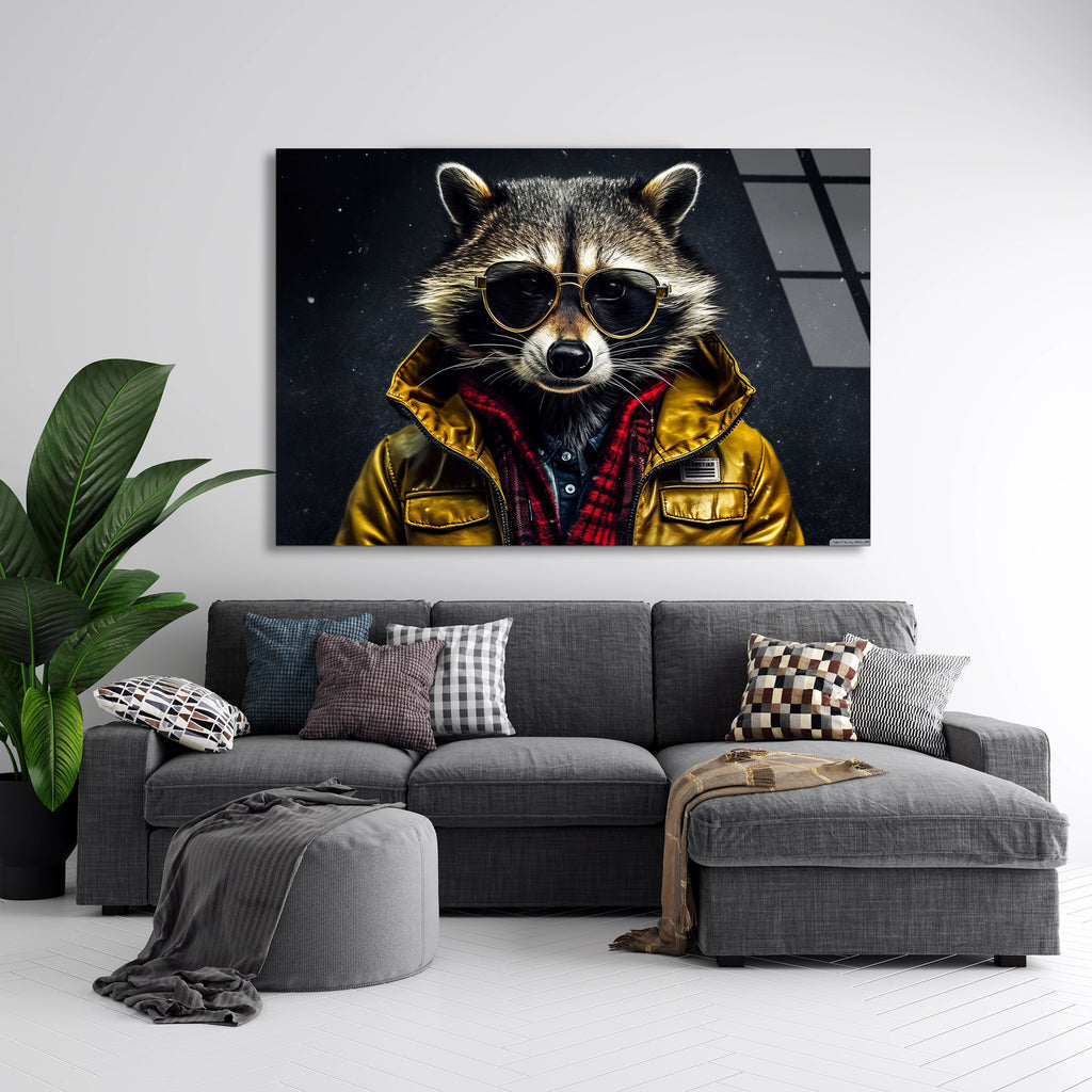 Havalı Rakun Cam Tablo