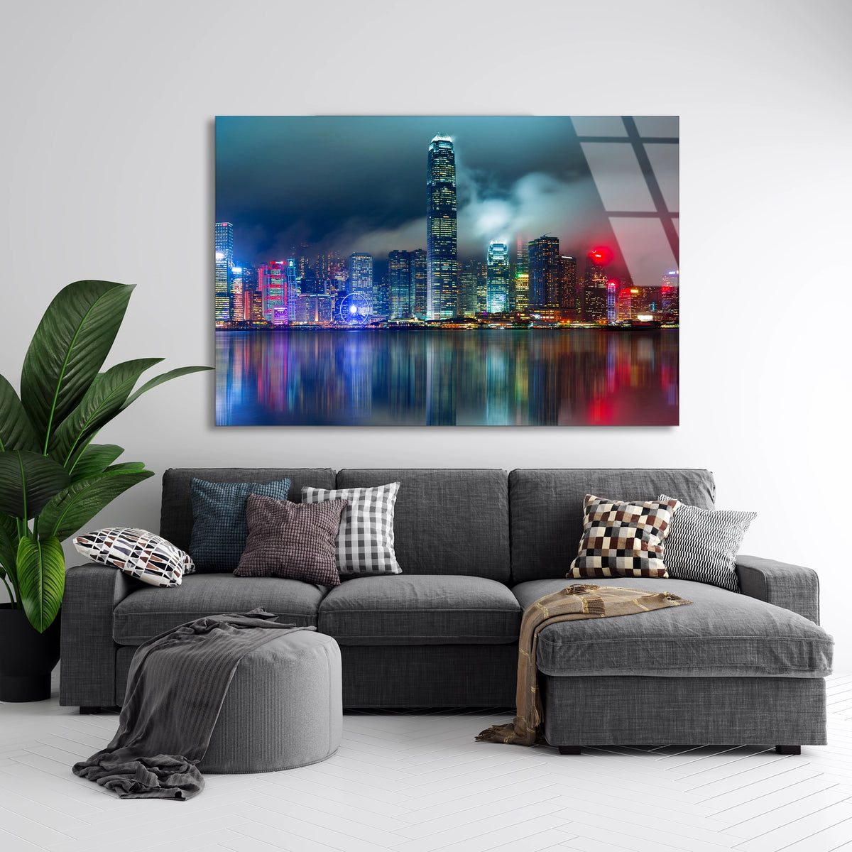 Hong Kong Manzarası Cam Tablo