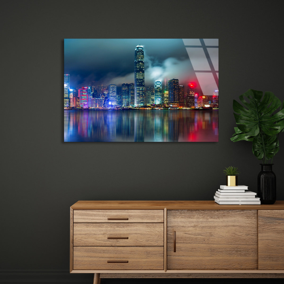 Hong Kong Manzarası Cam Tablo