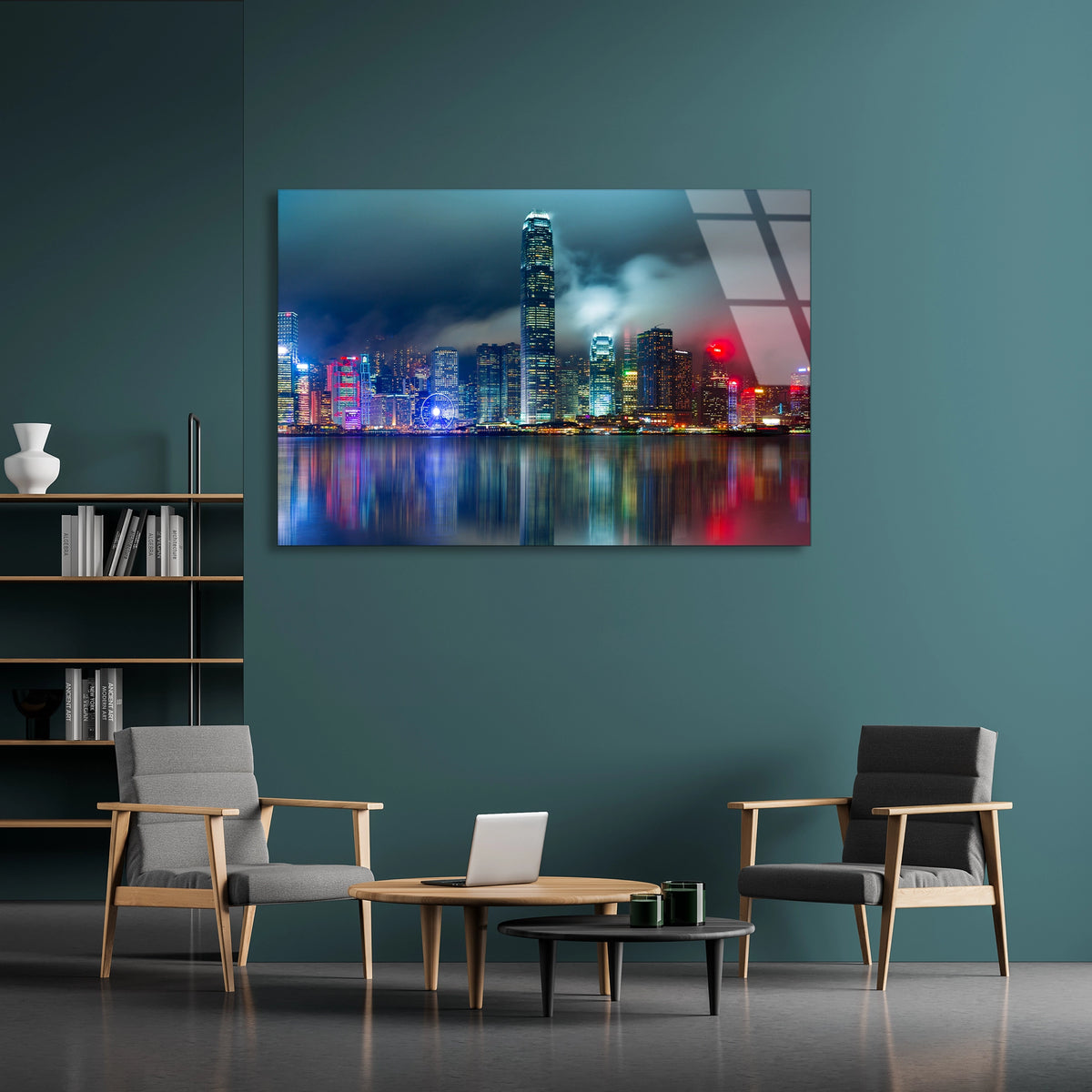 Hong Kong Manzarası Cam Tablo