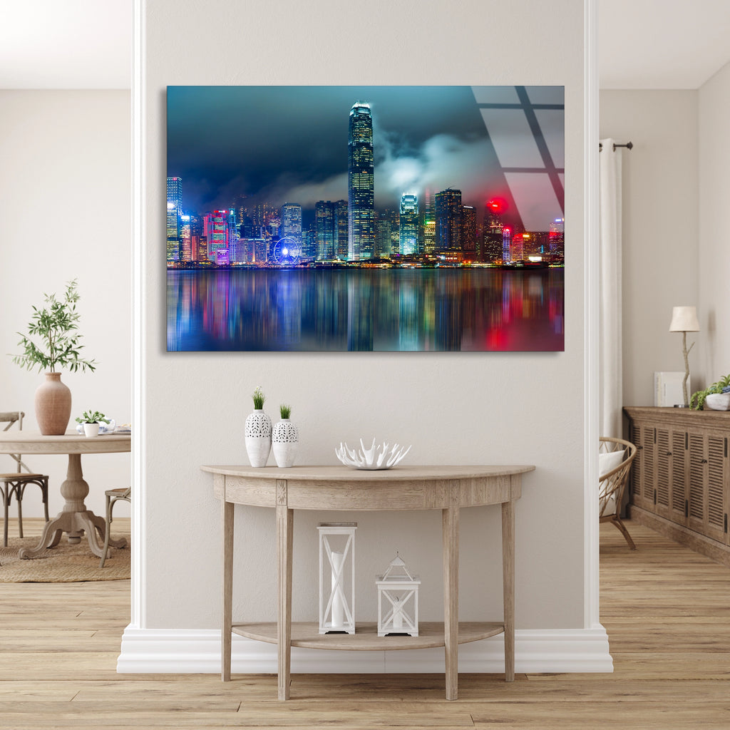 Hong Kong Manzarası Cam Tablo