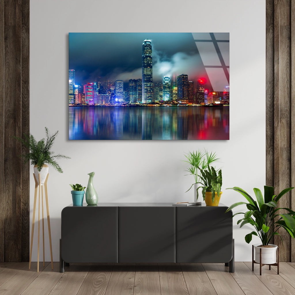 Hong Kong Manzarası Cam Tablo