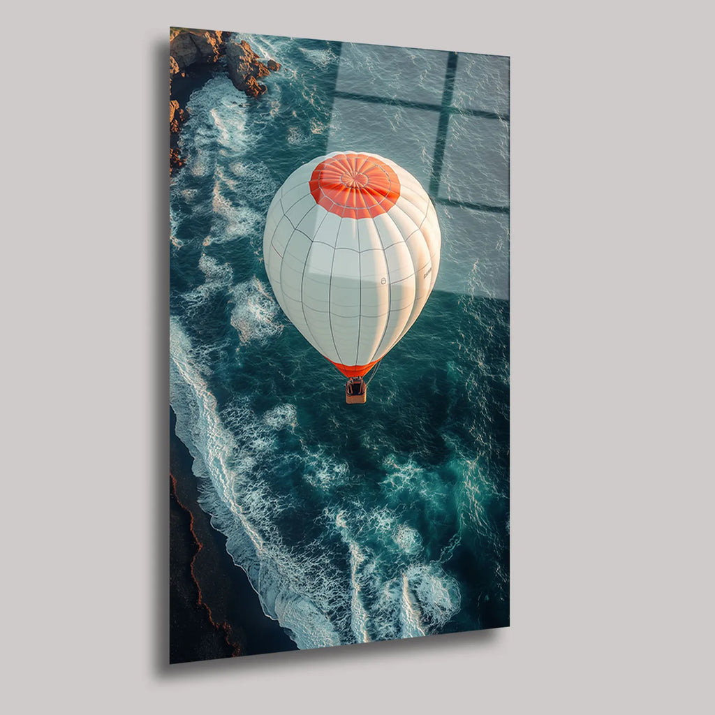 DENİZ ÜZERİNDE UÇAN BALOON - CAM TABLO - DEG0157