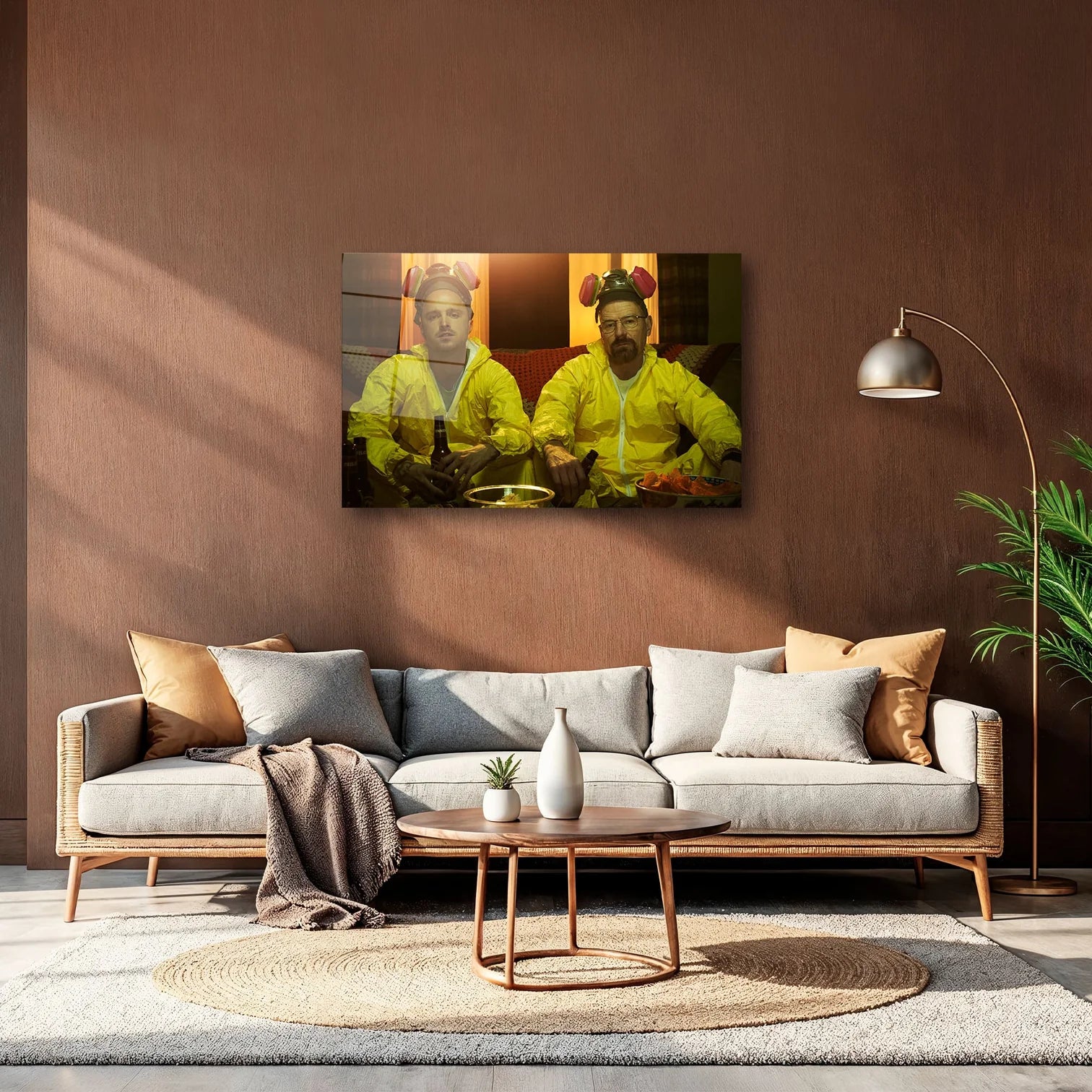 BREAKING BAD WALTER WHITE VE JESSE PINKMAN SARI TULUMLU YATAY CAM TABLO - DEG0343
