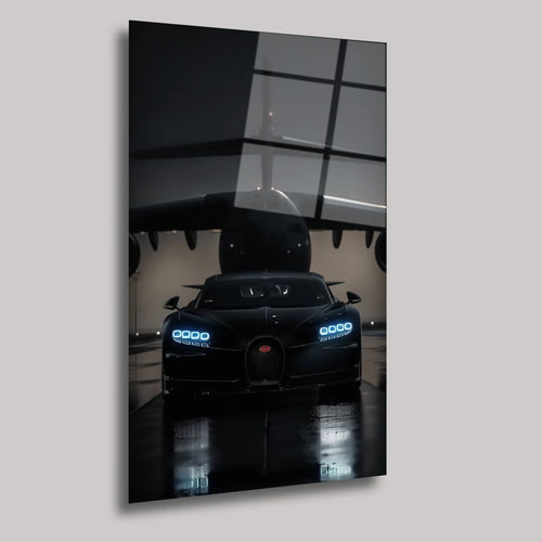 BUGATTI VEYRON VE UÇAK - CAM TABLO - DEG0241
