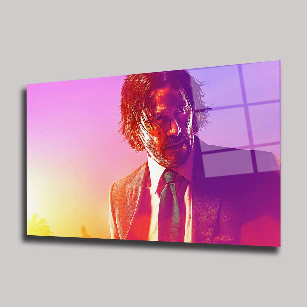 JOHN WICK KEANU REEVES RENKLİ POP ART TASARIM YATAY CAM TABLO - DEG0363