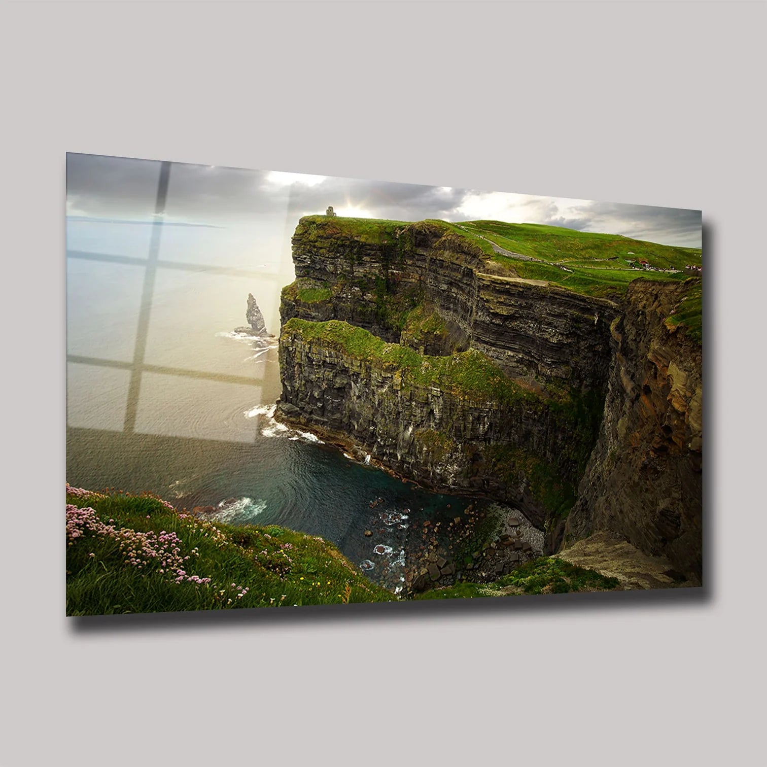 İRLANDA MOHER FALEZLERİ VE OKYANUS MANZARASI YATAY CAM TABLO - DEG0373
