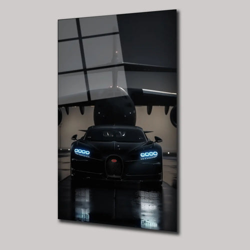 BUGATTI VEYRON VE UÇAK - CAM TABLO - DEG0241