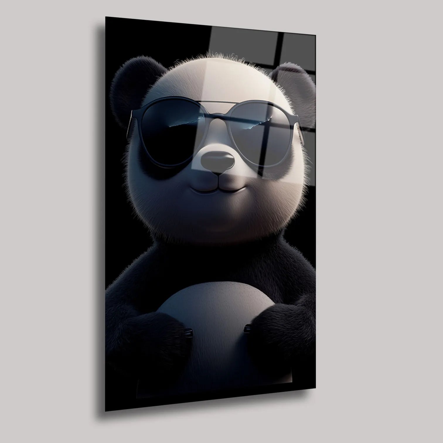 GÜNEŞ GÖZLÜKLÜ PANDA - CAM TABLO - DEG0198