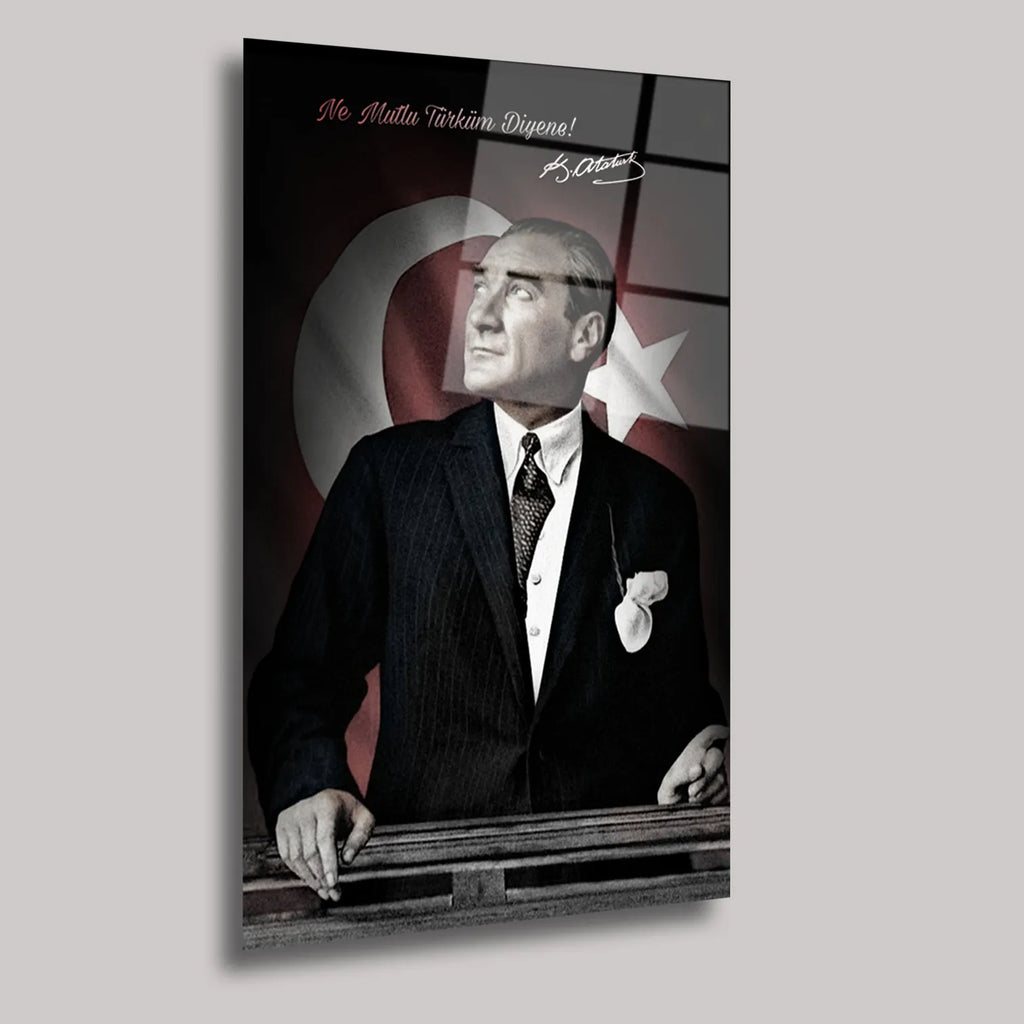 ATATÜRK - NE MUTLU TÜRKÜM DİYENE - CAM TABLO - DEG0286