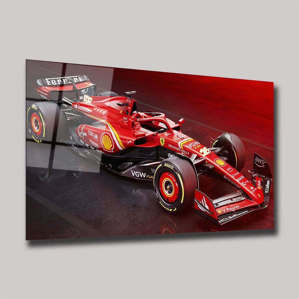 FERRARI F1 NO 16 CHARLES LECLERC MODERN YARIŞ ARABASI YATAY CAM TABLO - DEG0329