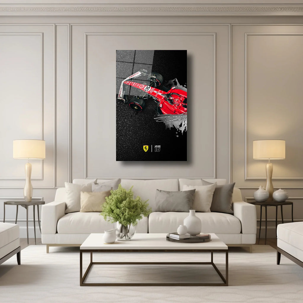 LECLERC İMZALI F1 FERRARİ - CAM TABLO - DEG0129