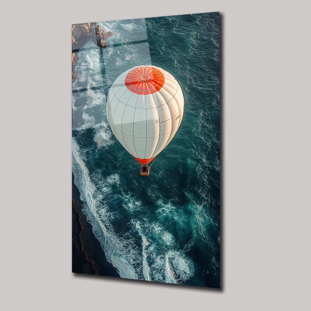 DENİZ ÜZERİNDE UÇAN BALOON - CAM TABLO - DEG0157