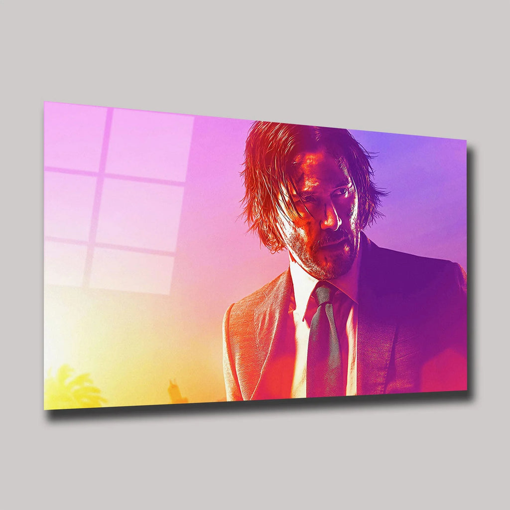 JOHN WICK KEANU REEVES RENKLİ POP ART TASARIM YATAY CAM TABLO - DEG0363