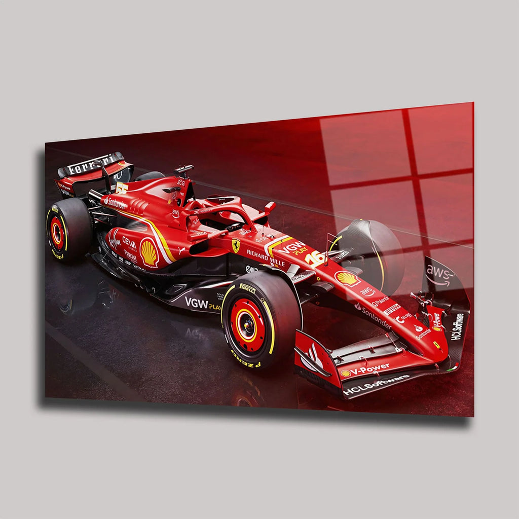 FERRARI F1 NO 16 CHARLES LECLERC MODERN YARIŞ ARABASI YATAY CAM TABLO - DEG0329