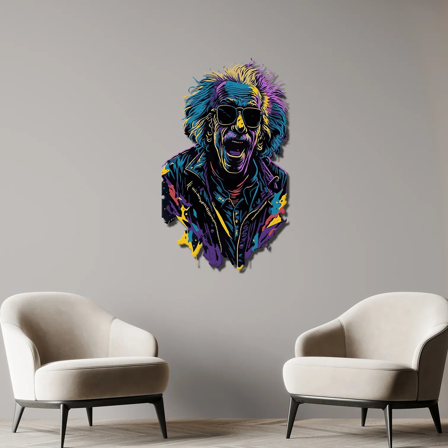 Albert Einstein Renkli Metal Tablo