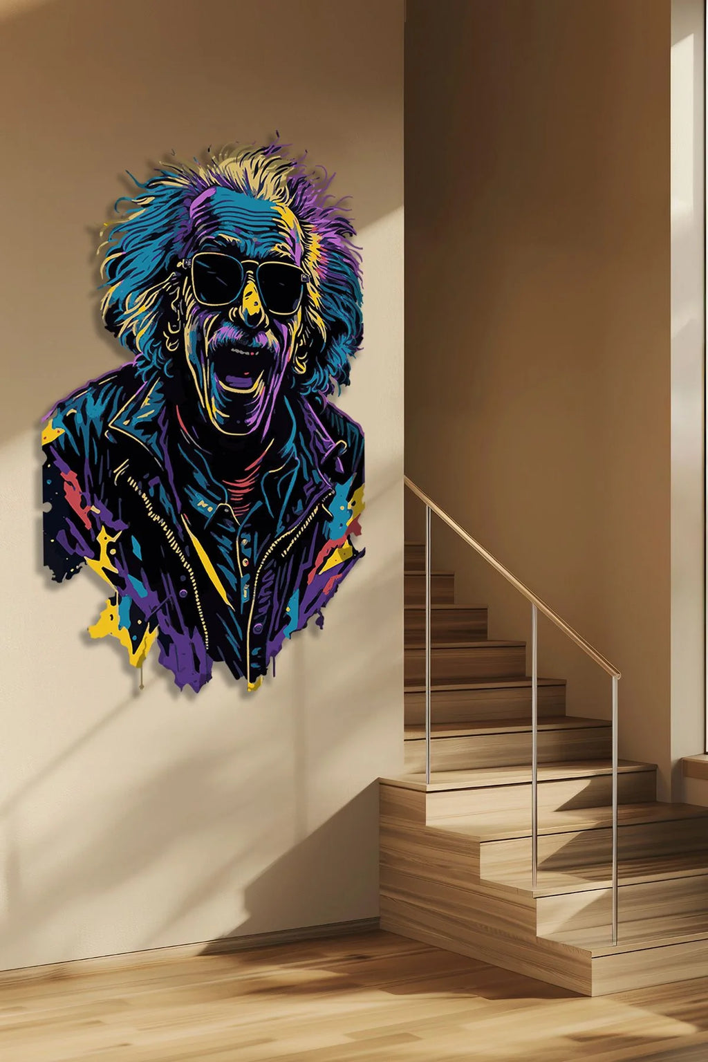 Albert Einstein Renkli Metal Tablo