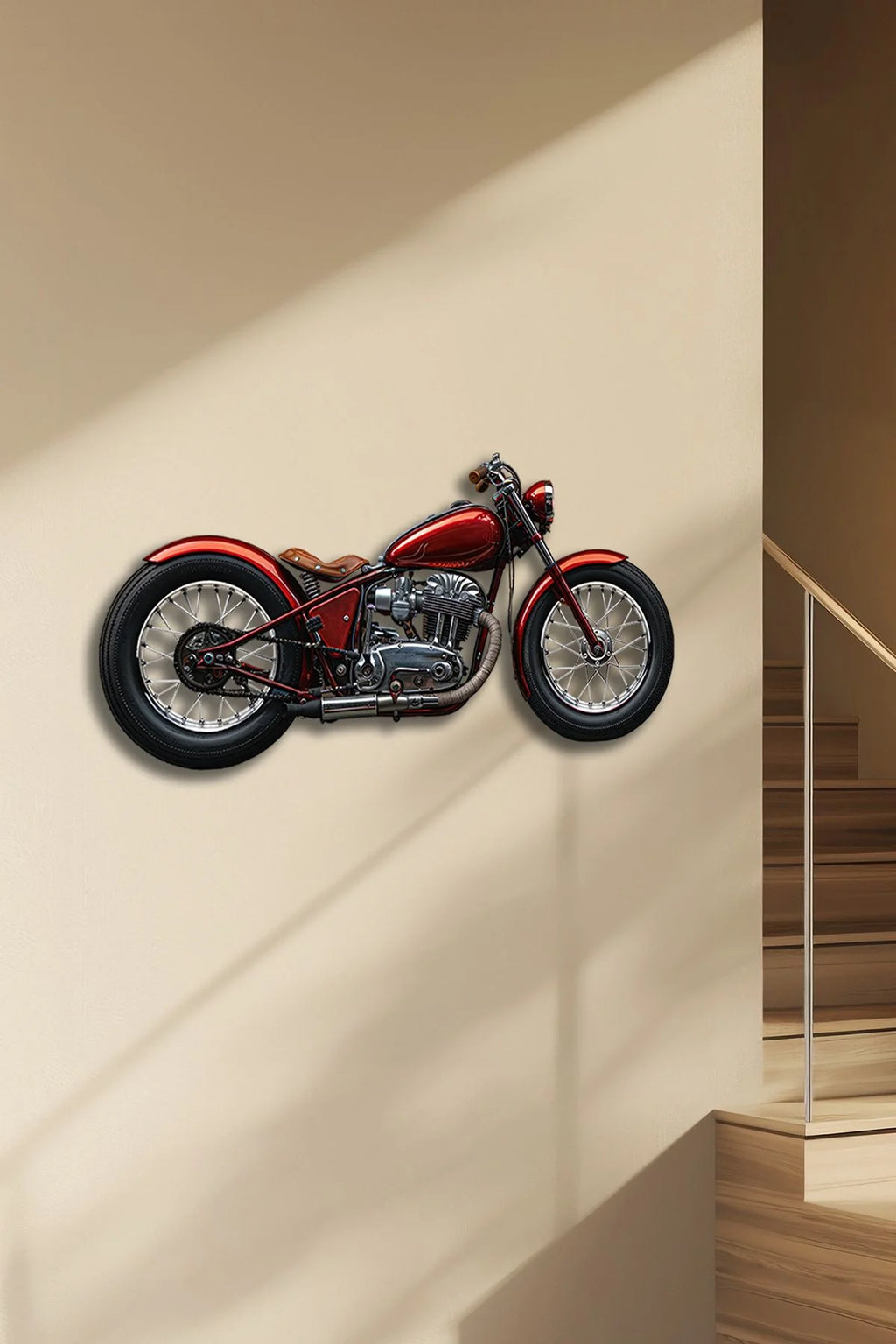 Kırmızı Motor Renkli Metal Tablo